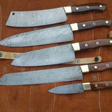 Damascus steel handmade kitchen knives set