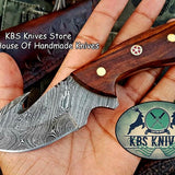 Custom Handmade Damascus Steel Guthook Skinning Knife