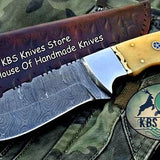 Custom Handmade Damascus Steel Hunting Skinning Camping Knife