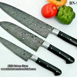 Custom Handmade Damascus Steel Kitchen Knives Set
