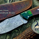 Custom Handmade Damascus Steel Hunting Skinning Camping Knife