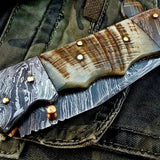 Custom Handmade Damascus Steel Folding Knife