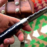 Custom Handmade Damascus Bushcraft Hunting Skinning Skinner Micarta Knife