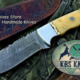 Custom Handmade Damascus Steel Hunting Skinning Camping Knife