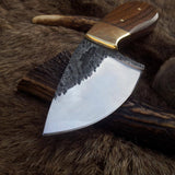 Custom Hand Forged 1095 Field Dressing Deer Skinning Knife – 6 Inch Drop Point Blade with Rosewood Handle and Brass Bolster
