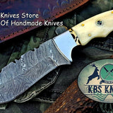 Custom Handmade Damascus Steel Hunting Skinning Camping Knife