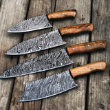 Christmas Sale !!! Full Tang Custom Handmade Damascus Steel Kitchen Knives Set