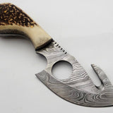 Full Tang Custom Handmade Damascus Guthook Skinner Knife