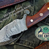 Custom Handmade Damascus Steel Guthook Skinning Knife