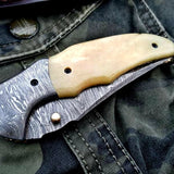 Custom Handmade Damascus Steel Folding Pocket Knife