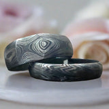 Custom Damascus Steel Anniversary Rings
