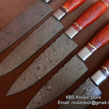 Hand Made Damascus Kitchen Knives Set