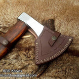 Handmade Custom Viking Axe with 1095 High Carbon Steel Blade, Rosewood Handle, and Leather Sheath - KBS Knives Store