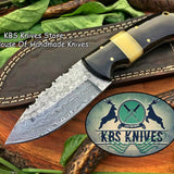 Custom Handmade Raindrop Damascus Steel Hunting EDC Skinning Knife
