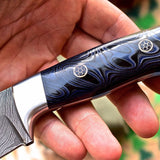Custom Handmade Damascus Bushcraft Hunting Skinning Skinner Micarta Knife