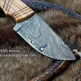 Custom Handmade Fixed-Blade Skinning Knife with Olivewood Handle