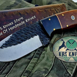 Custom Handmade 1095 Hammered Steel Skinner Knife
