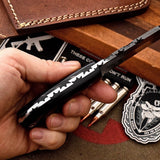 Custom Handmade Damascus Buffalo Horn Sheepsfoot Razor Hunting EDC Knife