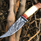 New Custom Handmade Damascus Steel Hunting Skinning Knife