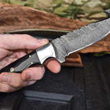 Damascus steel gut hook skinner