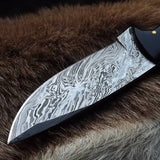 Custom Handmade Twister Damascus Steel Hunting Skinning Knife