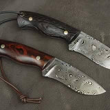 Custom Handmade Damascus Steel Flat Grind Edge Hunting/Skinning Knife