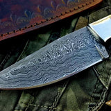 Custom Handmade Twist Damascus Steel EDC Skinning Knife
