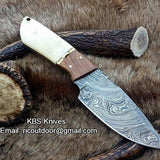 Custom Handmade Lamb Skinner Knife – Damascus Steel with Bone & Rosewood Handle