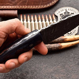 Custom Handmade Twist Damascus WIDE Deer - Elk Hunting Skinner EDC Knife
