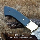 Custom Handmade 9-Inch Damascus Fixed-Blade Hunting Knife with Buffalo Horn Handle | KBS Knives Store