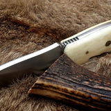 Compact D2 Steel Field Dressing Deer Skinning Knife – 6.5 Inch Blade with Bone Handle