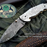 Custom Handmade Damascus Steel Folding Pocket Knife