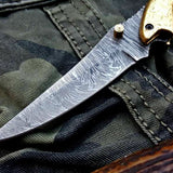 Custom Handmade Damascus Steel Folding Pocket Knife