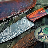 Custom Handmade Damascus Steel Hunting Skinning Knife