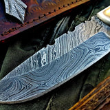 Custom Handmade Damascus Steel Hunting Skinning Camping Knife