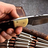 Damascus steel skinning knife