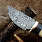 The Artisan's Blade: Custom Handmade Damascus Steel Hunting Knife | Camel Bone & Brass Accents | 9 Inches | KBS Knives