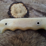 The Wilderness Edge: Custom Handmade Damascus Steel Outdoor Hunting Knife | Bone Handle | 10 Inches | KBS Knives