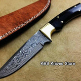 Custom Handmade Hunters Knife with Damascus Steel Blade