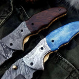 Custom Handmade Damascus Steel Folding Pocket Knives ( Deal )