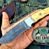 Custom Handmade Damascus Steel Hunting Skinning Camping Knife