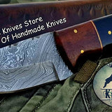 Custom Handmade Damascus Steel Hunting Skinning Knife