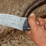 The Master Hunter: Custom Handmade Damascus Steel Fixed-Blade Hunting Knife | Camel Bone & Exotic Wood | 10 Inches | KBS Knives