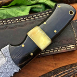 Custom Handmade Raindrop Damascus Steel Hunting EDC Skinning Knife