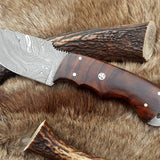 Skinning Blade Custom Handmade Full Tang Damascus Steel with Rosewood Handle, 7.5-inch - The Rosewood Edge