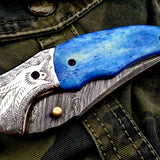 Custom Handmade Damascus Steel Folding Pocket Knife