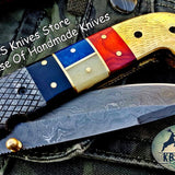 Custom Handmade Damascus Blade Folding Pocket Knife
