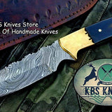 Custom Handmade Twist Damascus Steel Narrow Blade Hunting Knife