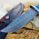 Custom Handmade Hunting Knife with Damascus Steel Blade