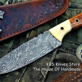 Custom Handmade Damascus Steel Hunting Skinning Knife